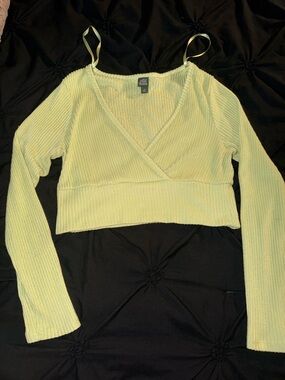 wild fable Ribbed Wrap Crop Top - Light Green